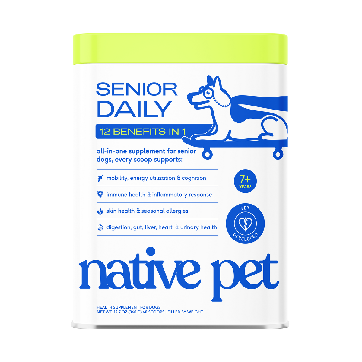 Native Pet Senior Daily for Dogs - 60 Scoops Product Render [hide]
