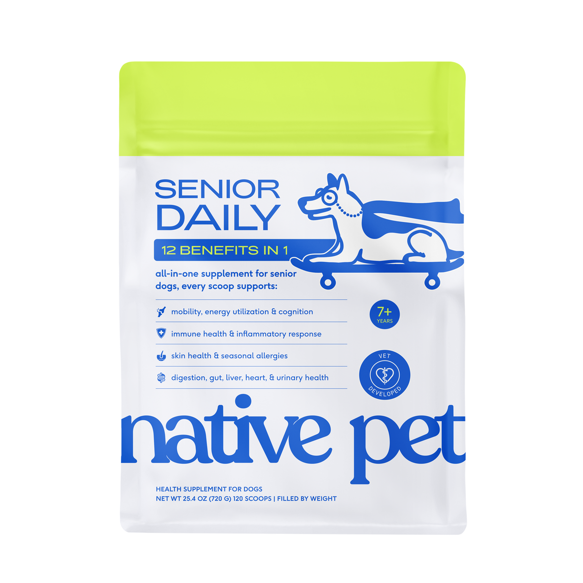 Native Pet Senior Daily for Dogs - 120 Scoops Product Render [hide]