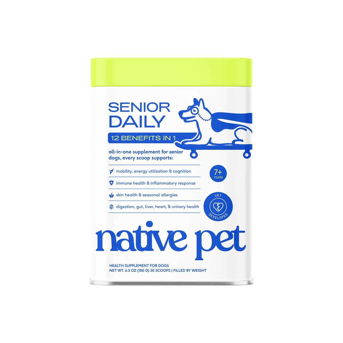 Native Pet Senior Daily for Dogs - 30 Scoops Product Render [hide]